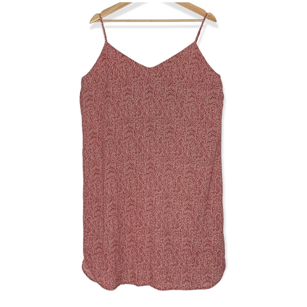 Joe Fresh Large Red Paisley Slip Dress Keyhole Back Stretch